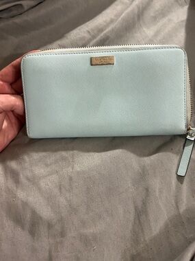 kate spade pastel blue zip-around wallet